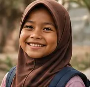 Écolière souriante à Jakarta