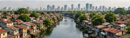 Quartier au bord du fleuve à Jakarta